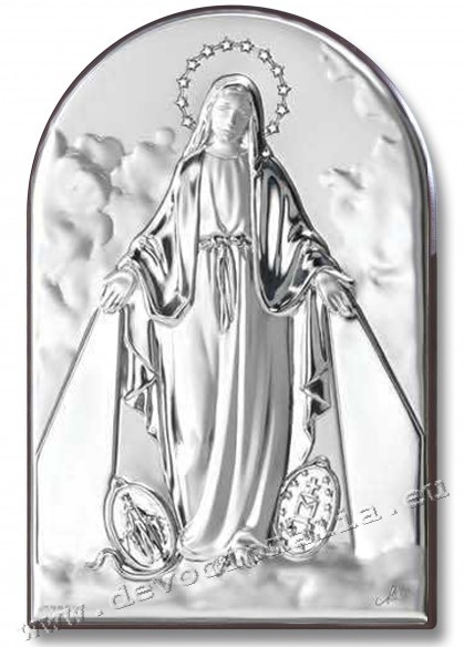 Silvering plaquette 13x18cm - Virgin Mary of Miraculous Medal