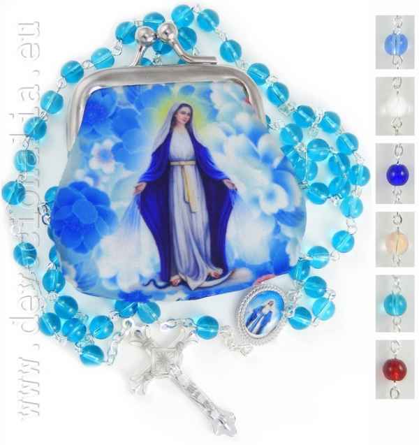 Woven Rosary holder with glass rosary