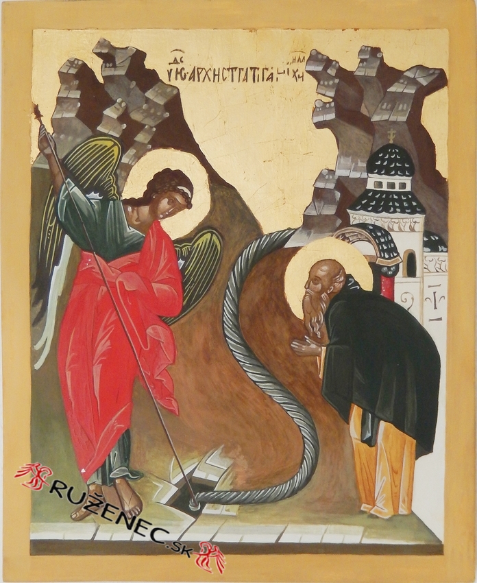 Hand painted icon - Saint Michael - 29x36cm