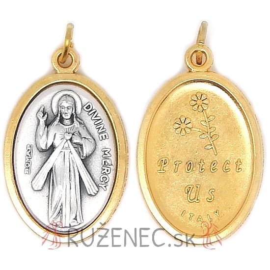 Pendant - Divine Mercy Jesus - golden color two-tone