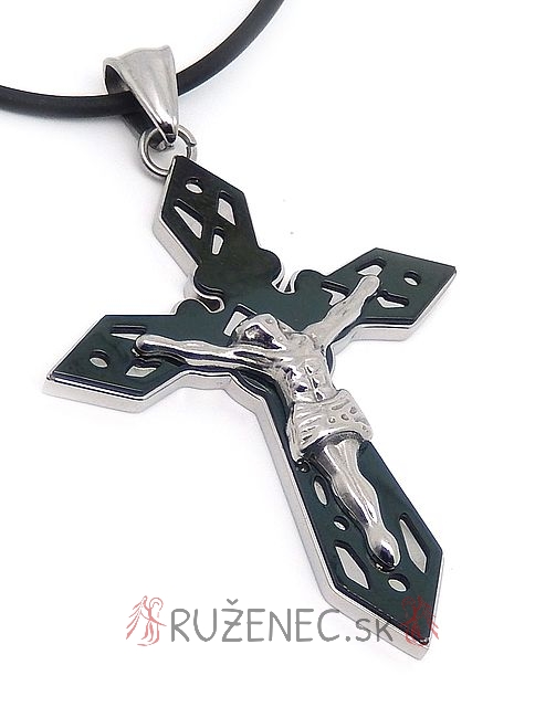Pendant on a string - two-color cross - 5cm