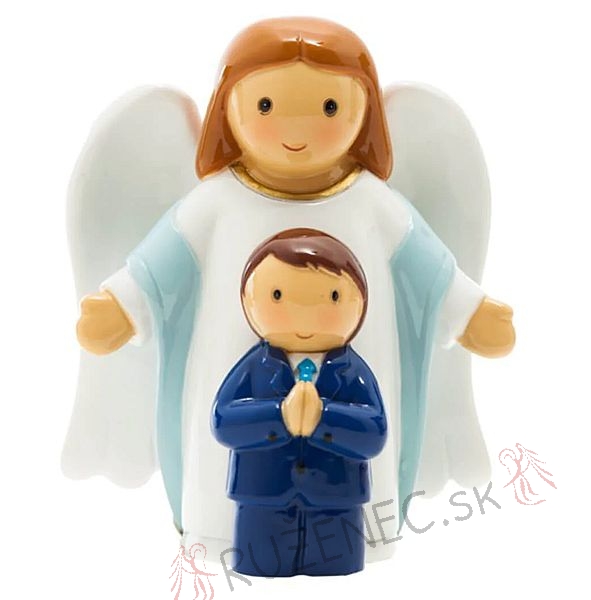 First Holy Communion Statue - Angel + little boy - 8cm