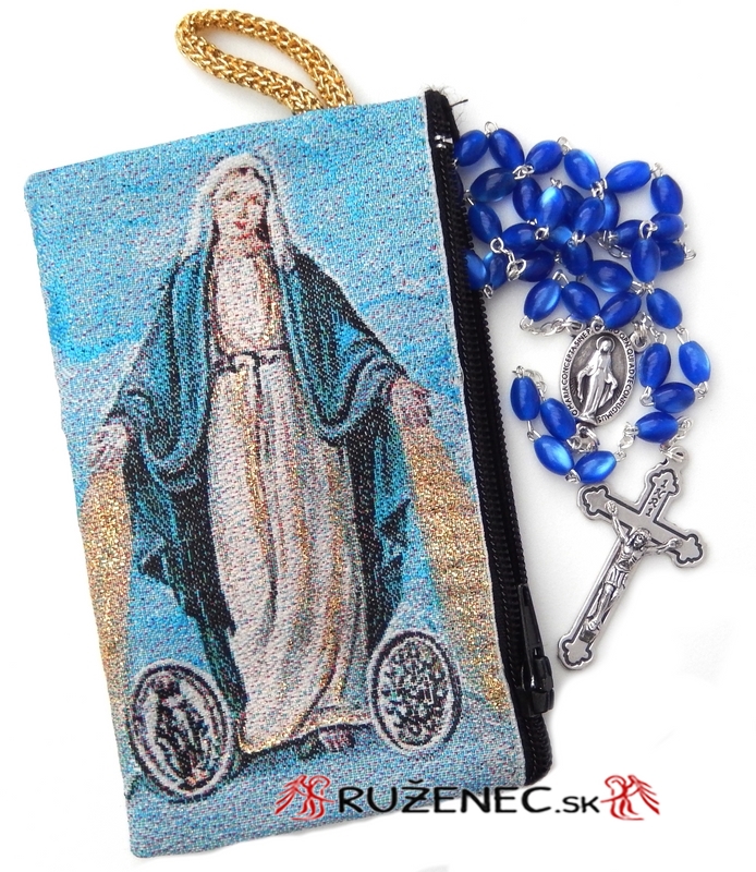 Woven Rosary holder with glass rosary - Mary m