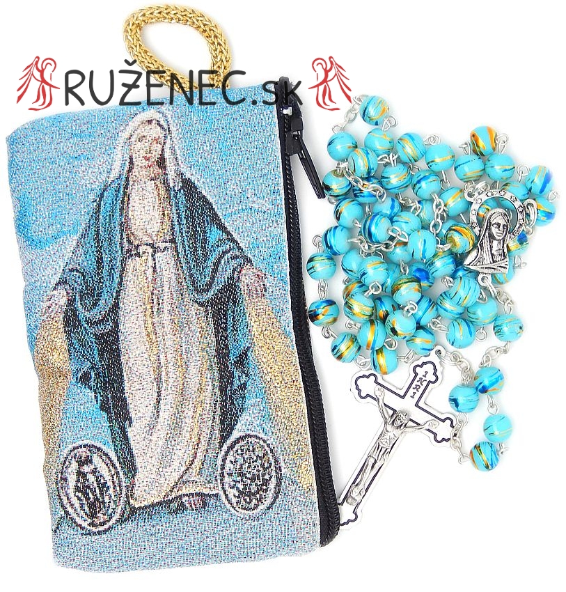 Woven Rosary holder with glass rosary - Mary T