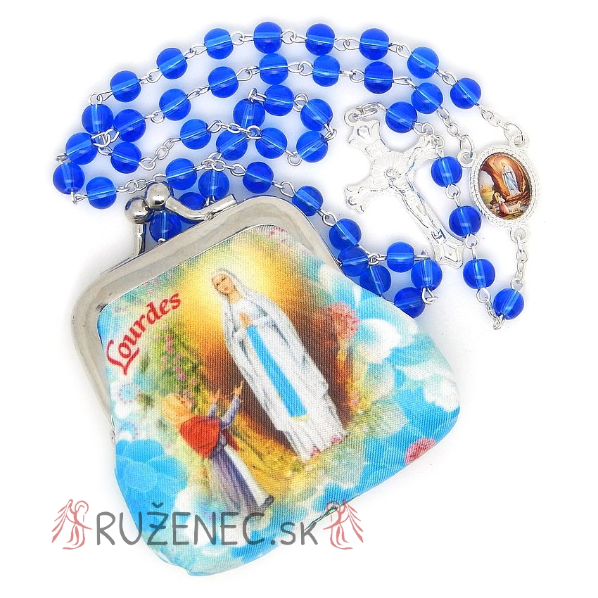 Woven Rosary holder with glass rosary - blue
