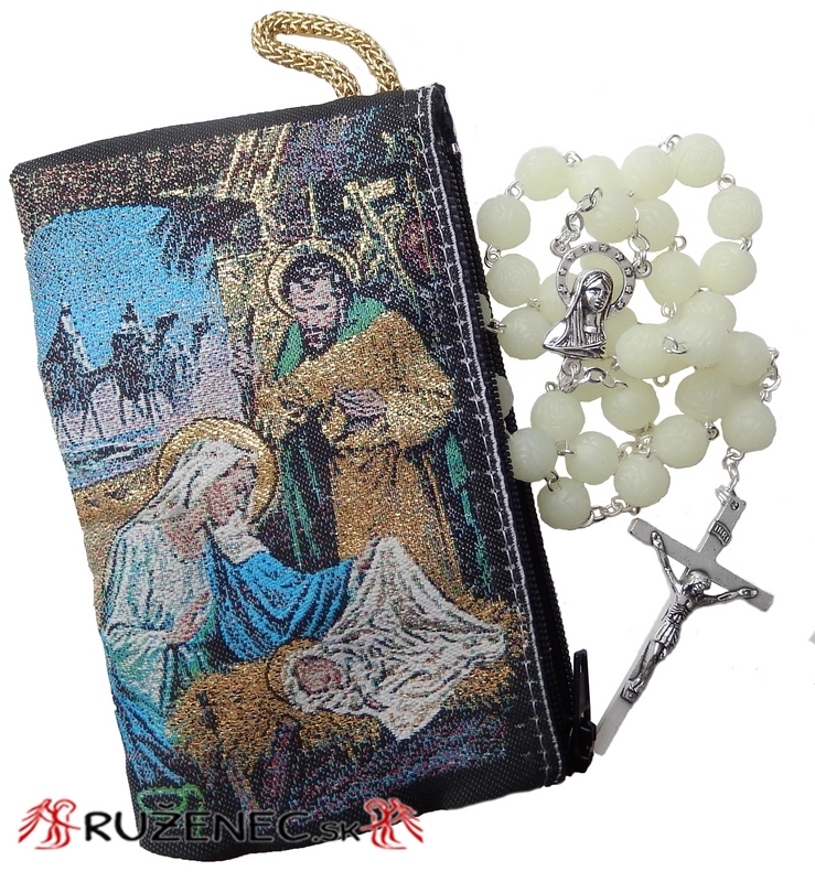 Woven Rosary holder with rosary - Nativity