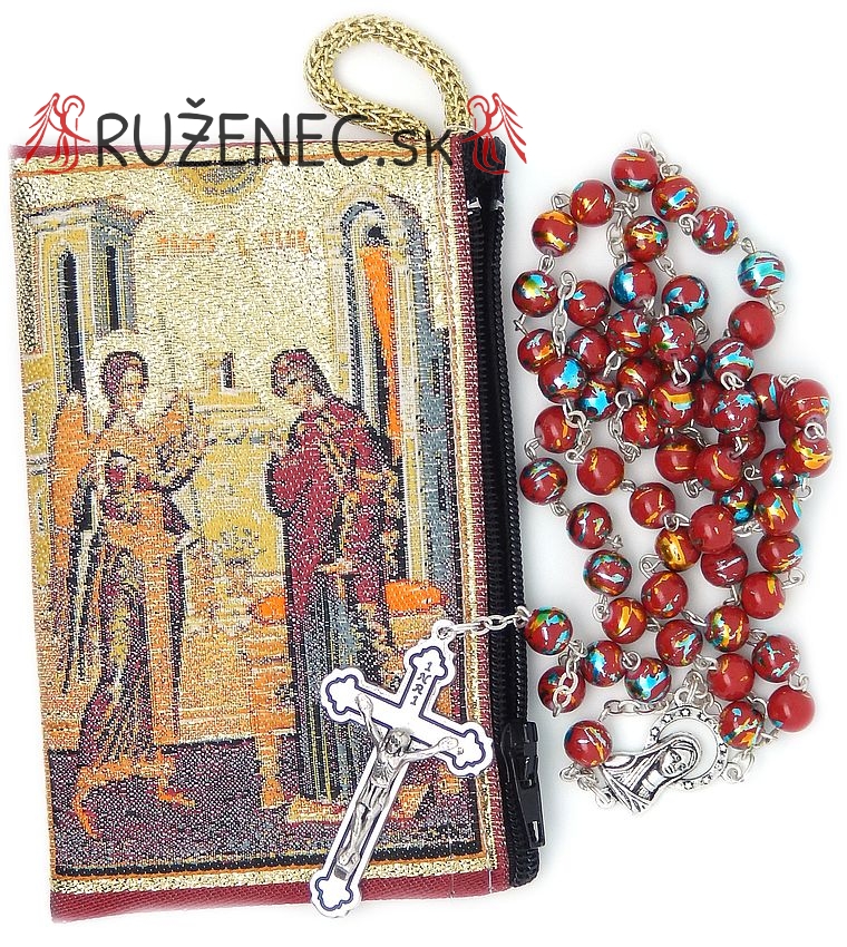 Woven Rosary holder with glass rosary - Annunciation C