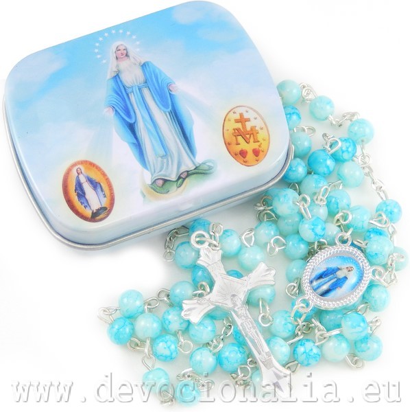 Rosary with  pill box - blue