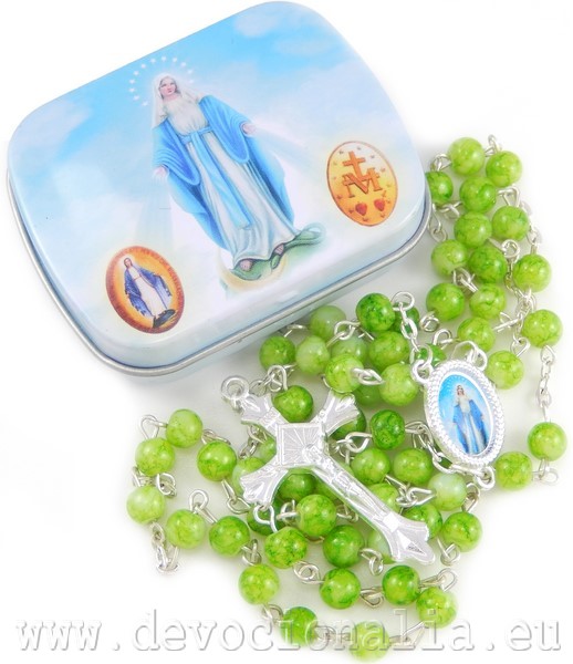 Rosary with  pill box - green