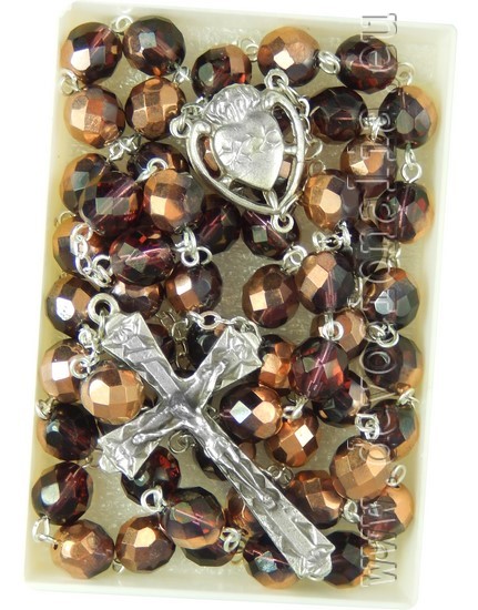 Rosary - 8mm purple + bronz beads