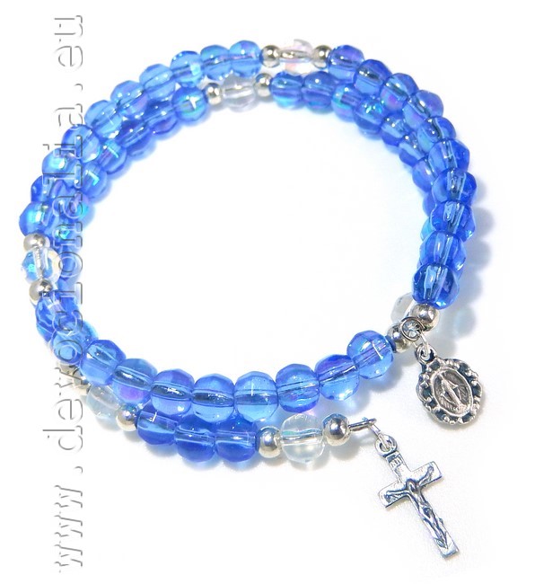 Blue Rosary Bracelet - with memory wire