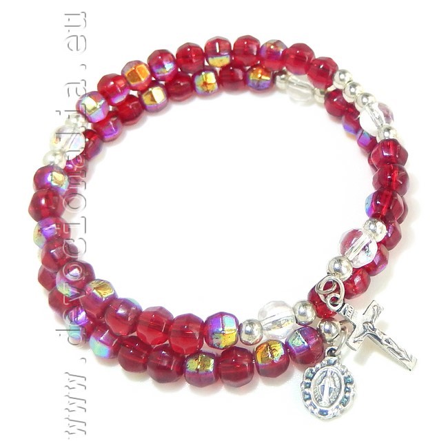 Red Rosary Bracelet - with memory wire