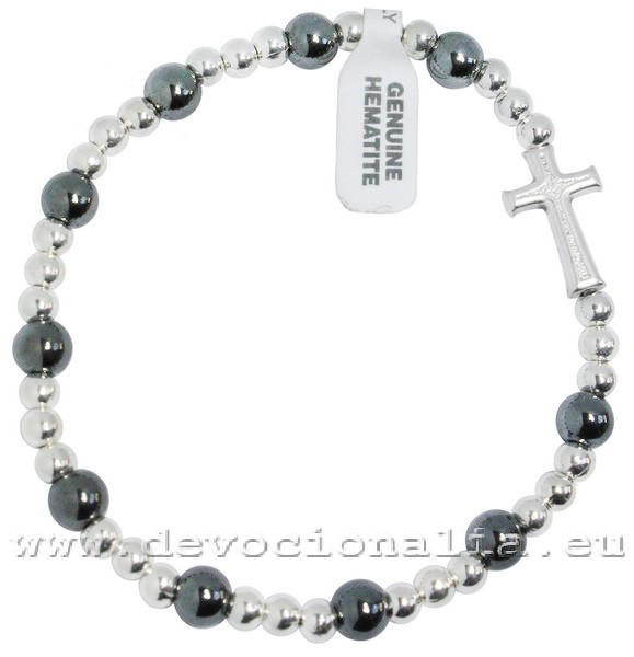 Hematite Rosary Bracelet on elastic