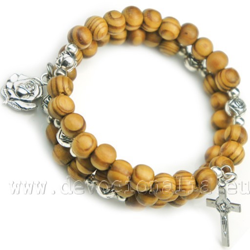 Wood Rosary Bracelet - with memory wire
