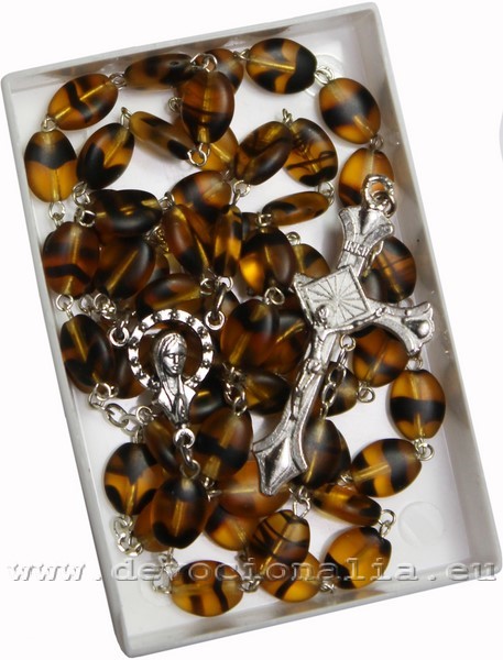 Rosary - flat amber glass beads