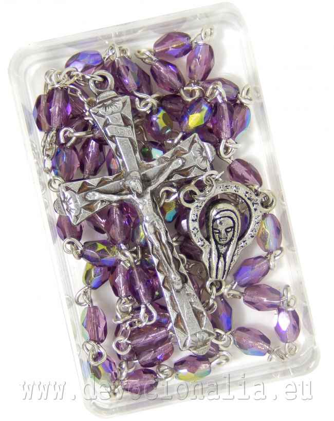 Rosary - 4x6mm faceted purple fire-polished glass beads