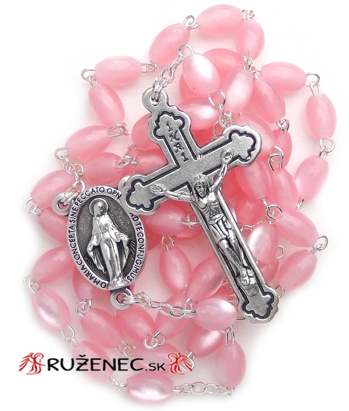 Rosary - pink pearlescent beads 5x7mm