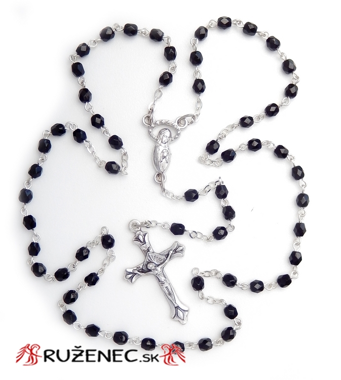 Rosary - 4mm black faceted fire-polished glass beads