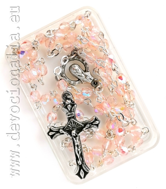 Rosary - 4mm pink faceted fire-polished glass beads