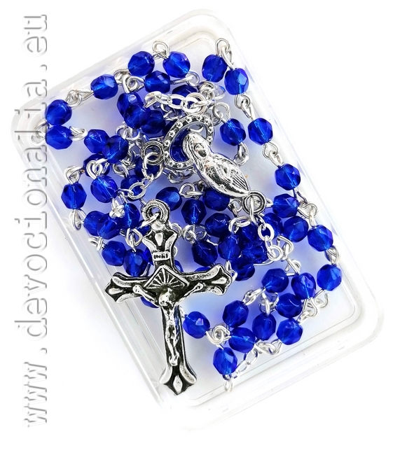 Rosary - 4mm dark blue faceted fire-polished glass beads