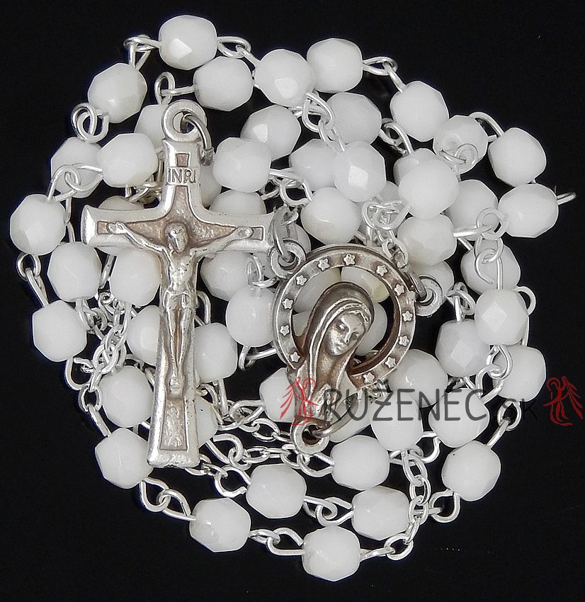 Rosary - 5mm white glass beads
