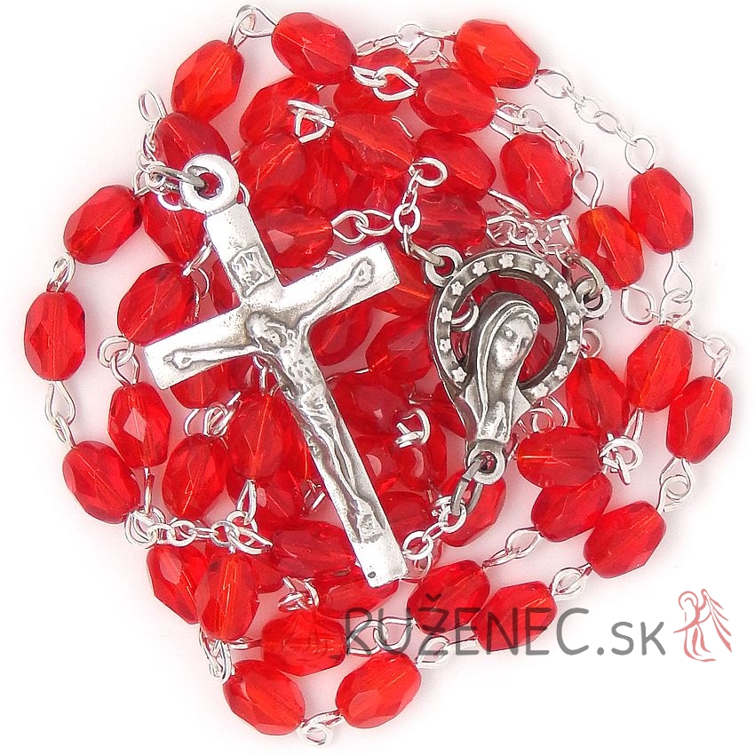 Rosary - 5x8mm faceted red glass beads