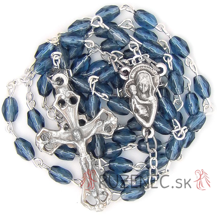 Rosary - 5x8mm faceted blue glass beads