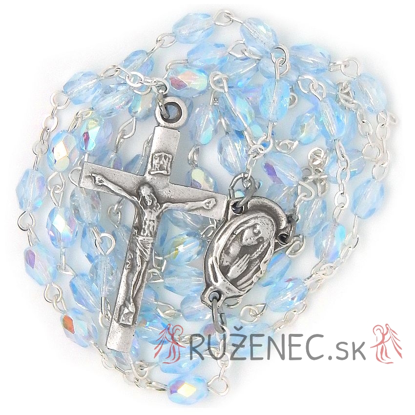 Rosary - 5x8mm faceted light blue glass beads