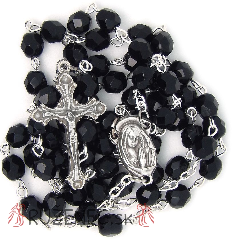 Rosary - 6mm black facetedglass beads