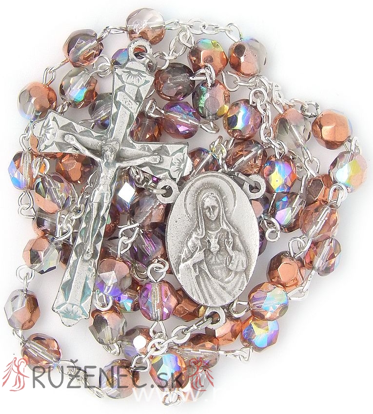 Rosary - 6mm trasparent + bronz beads