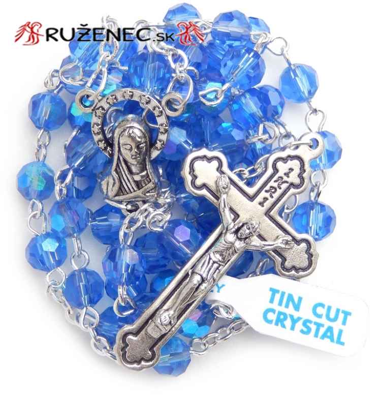 Rosary - 6mm blue faceted fire-polished glass beads