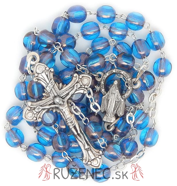 Rosary - blue-bronz balls 6mm