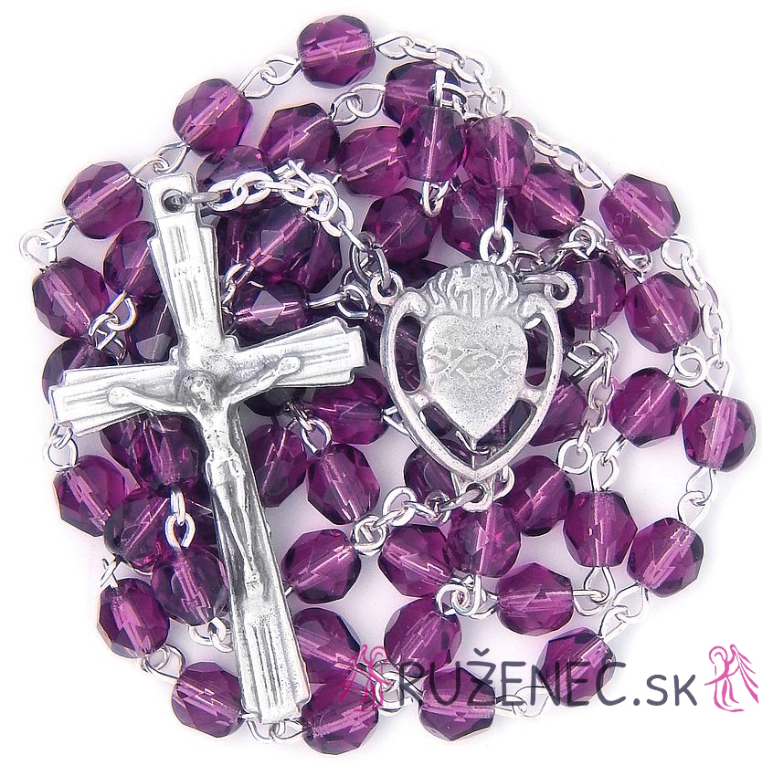 Rosary - 6mm purple glittering beads
