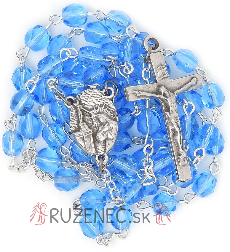 Rosary - 6mm blue faceted glass beads