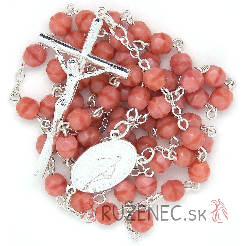 Rosary - 6mm-bead rose-opaque crystal