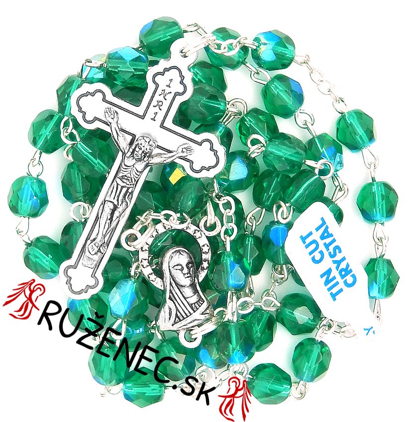 Rosary - 6mm green glittering beads