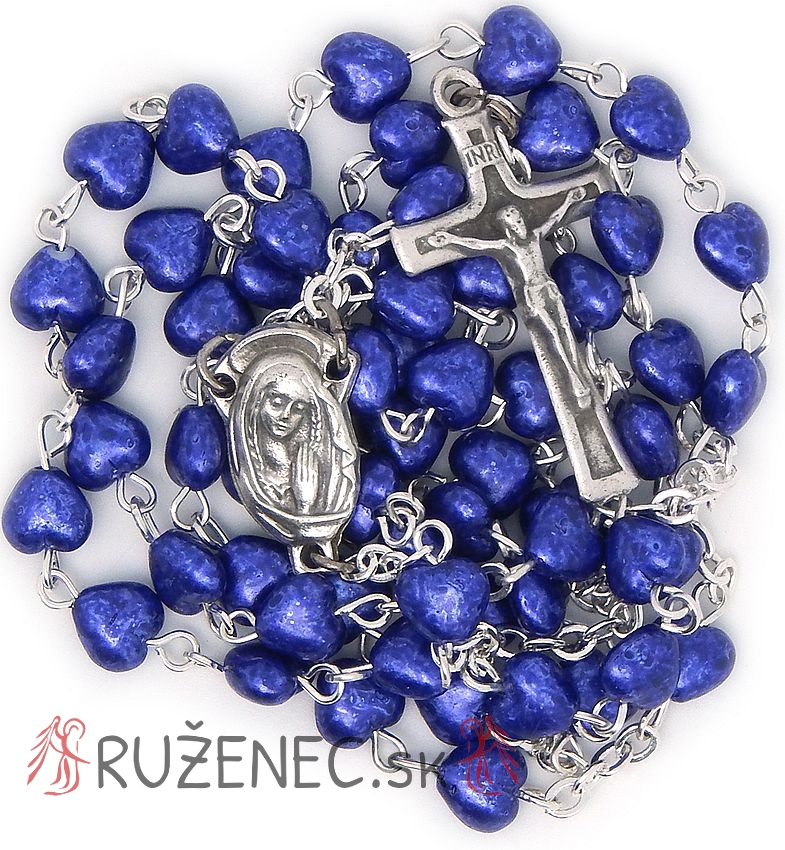 Rosary- Blue Glass hearts - 6mm