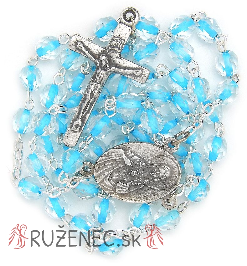 Rosary - 6mm trasparent + lightblue beads