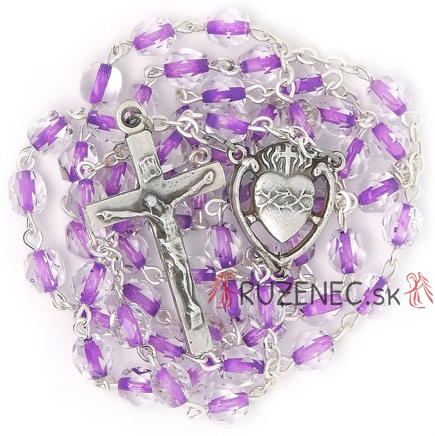 Rosary - 6mm trasparent + purple beads