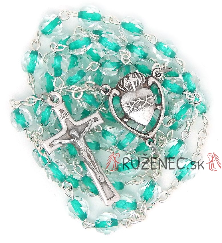 Rosary - 6mm trasparent + green beads