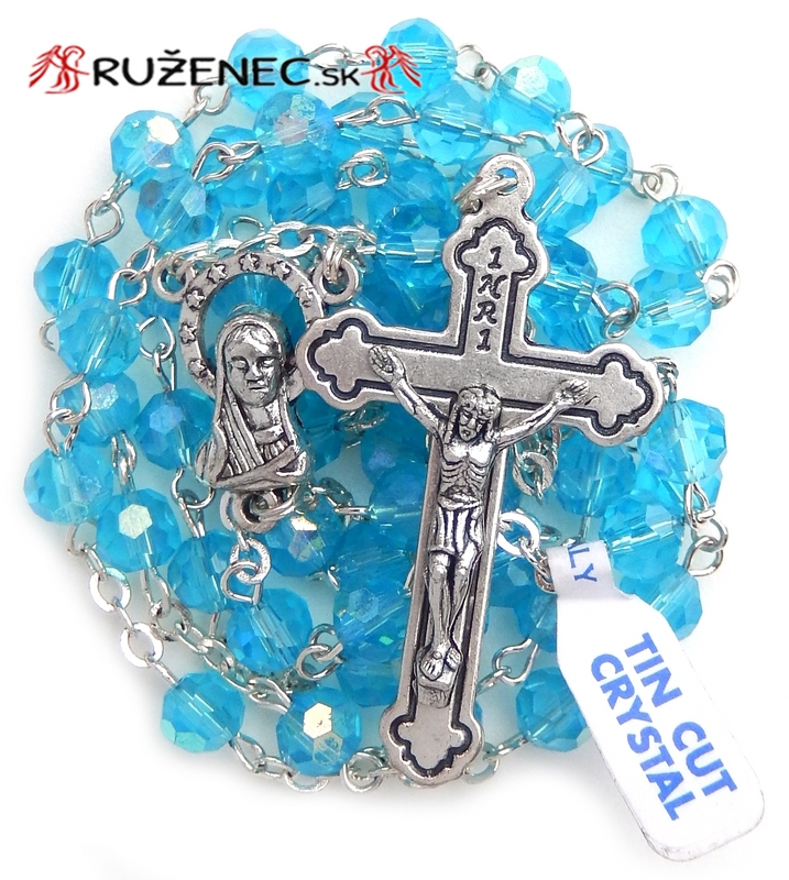 Rosary - 6mm lightblue faceted fire-polished glass beads