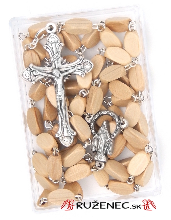 Wood Rosary - 6x9mm light wood beads