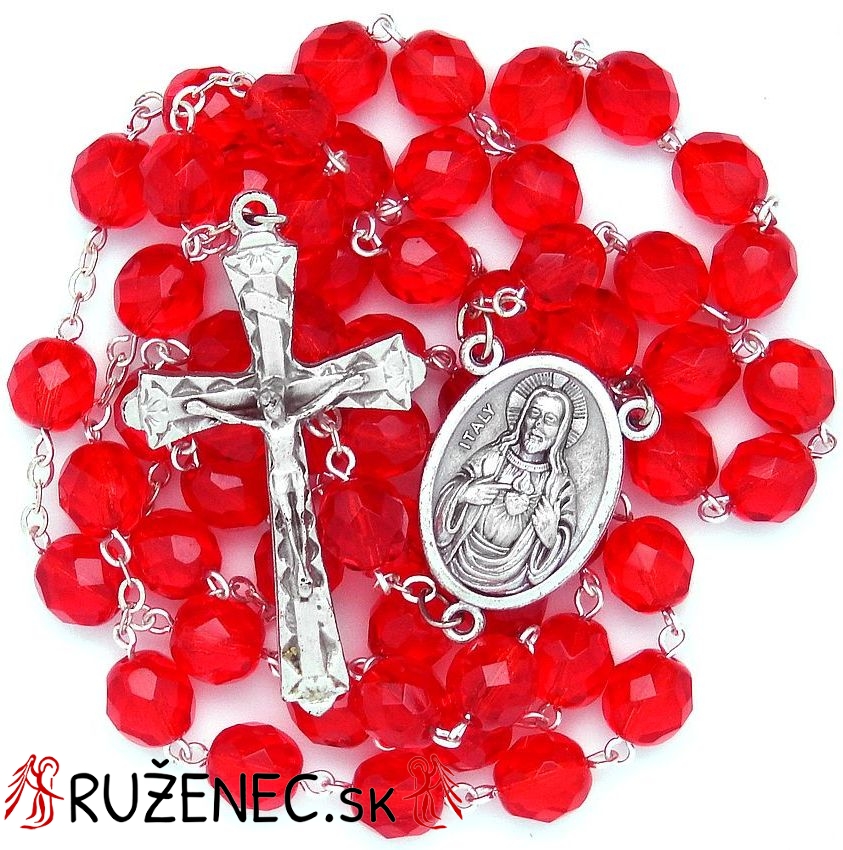 Rosary - 8mm red faceted fire-polished glass beads