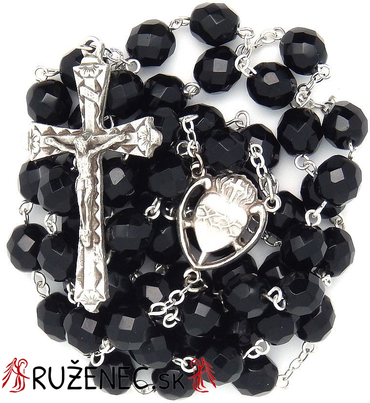 Rosary - 8mm black faceted fire-polished glass beads