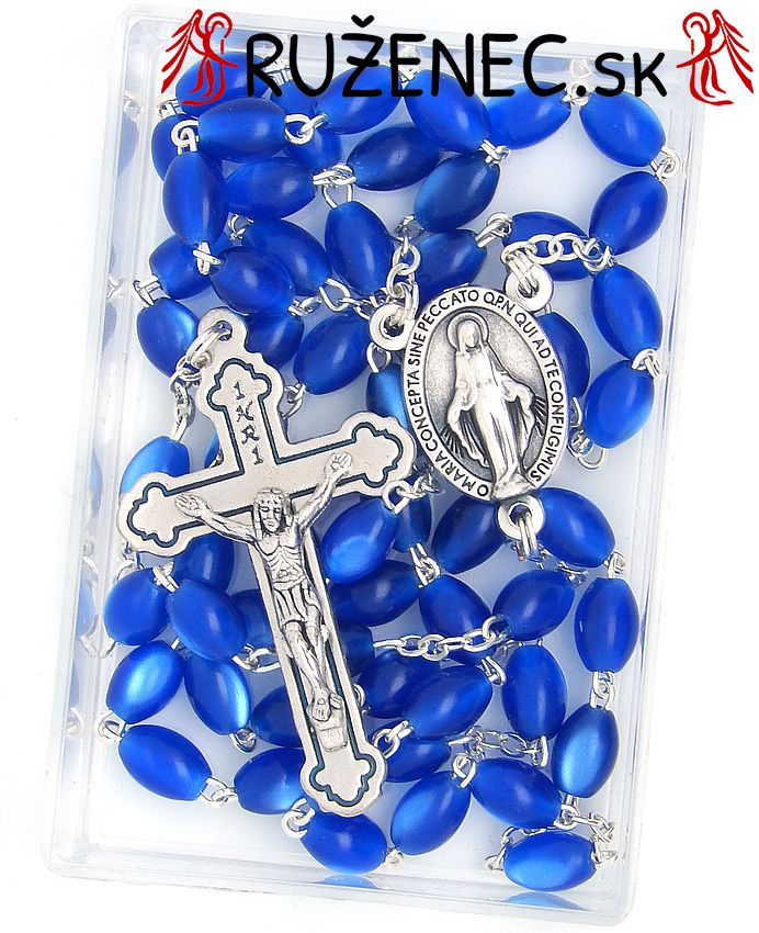 Rosary - blue pearlescent beads 5x7mm