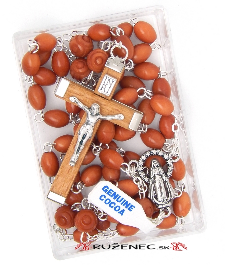 Rosary - Natural coconut wood - 7x6mm beads