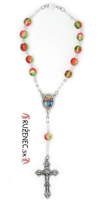 Auto rosary - red + green