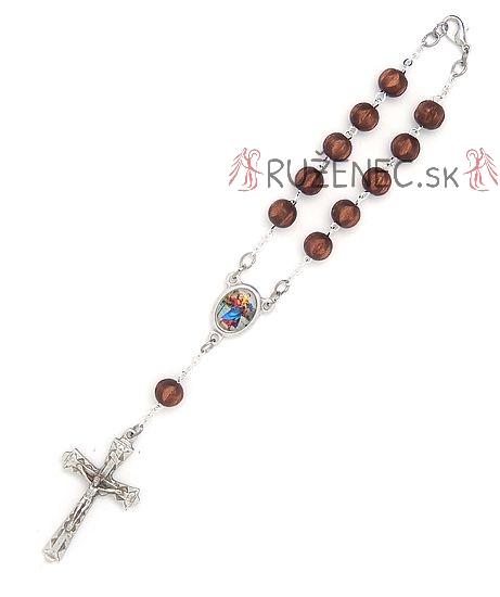 Auto rosary - brown wood