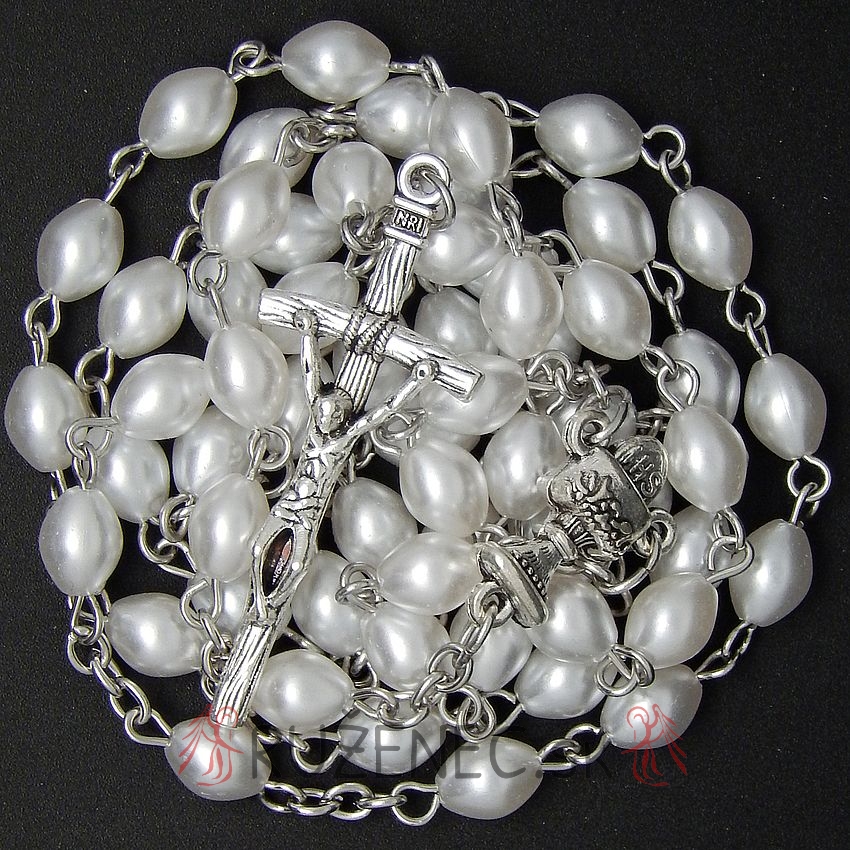 Rosary - white beads 6x8mm