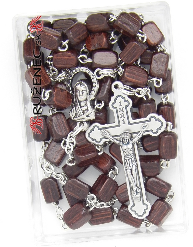 Wood Rosary - 5x8mm dark brown wood beads